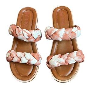 Kork-Ease Pilar Braided Strap Sandals Womens 7M Slip On Orange Tie Die